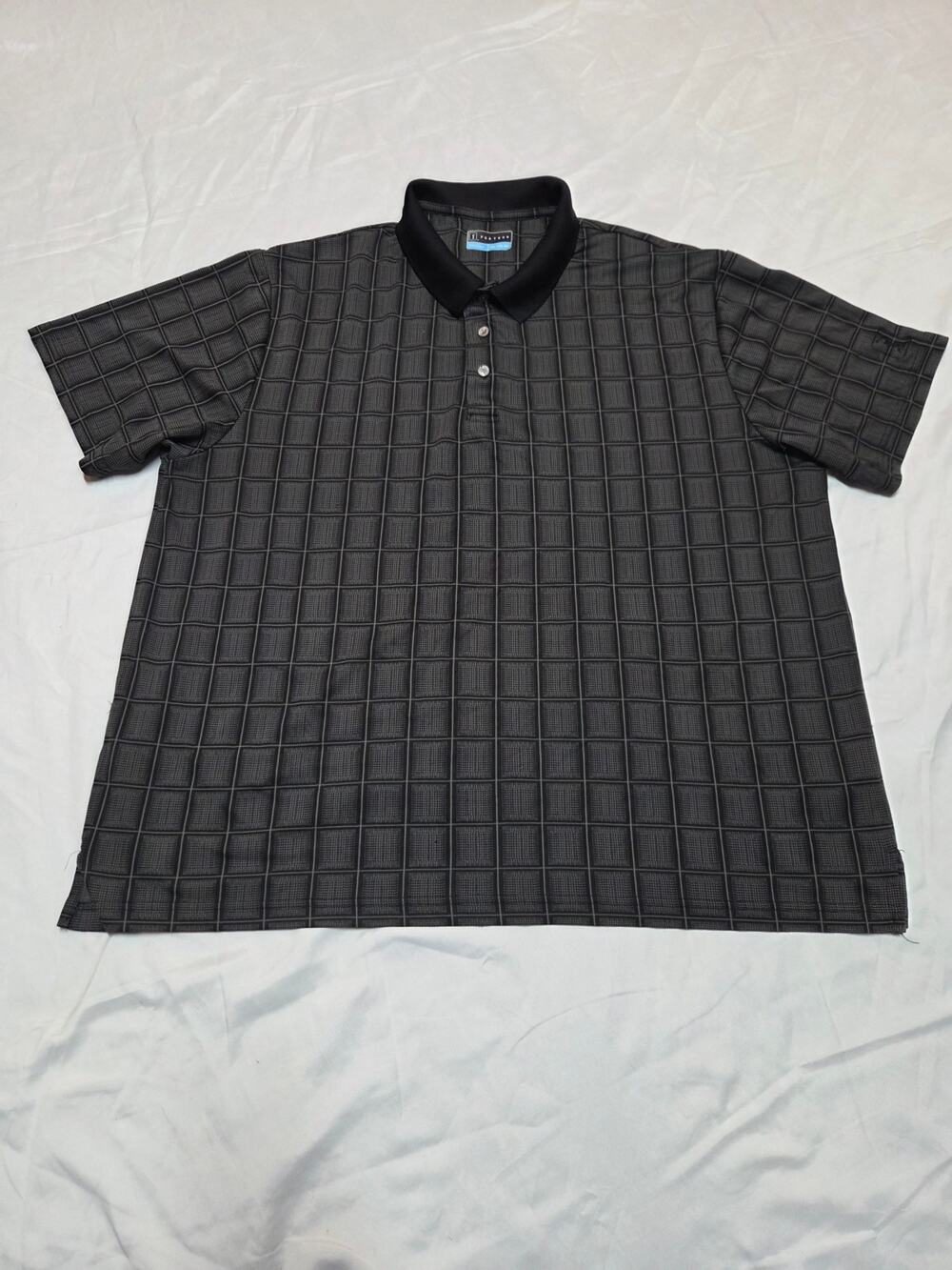 PGA Tour Men's Black Grid-Pattern Polo